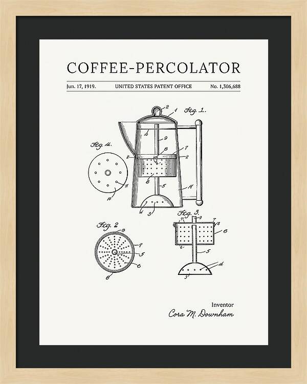 Coffee Percolator Minimalist Patent Us1306688a