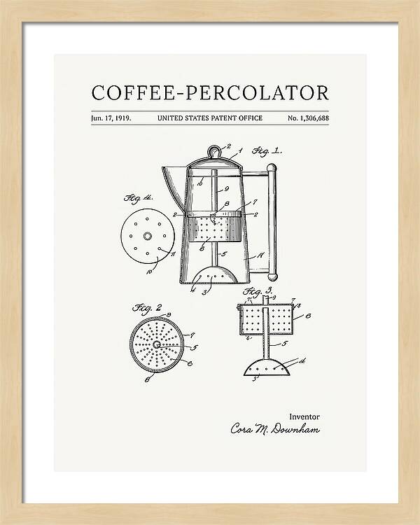 Coffee Percolator Minimalist Patent Us1306688a