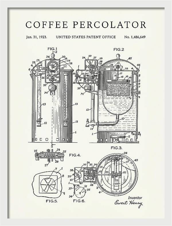 Coffee Percolator Minimalist Patent Us1486649a