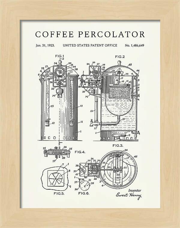 Coffee Percolator Minimalist Patent Us1486649a