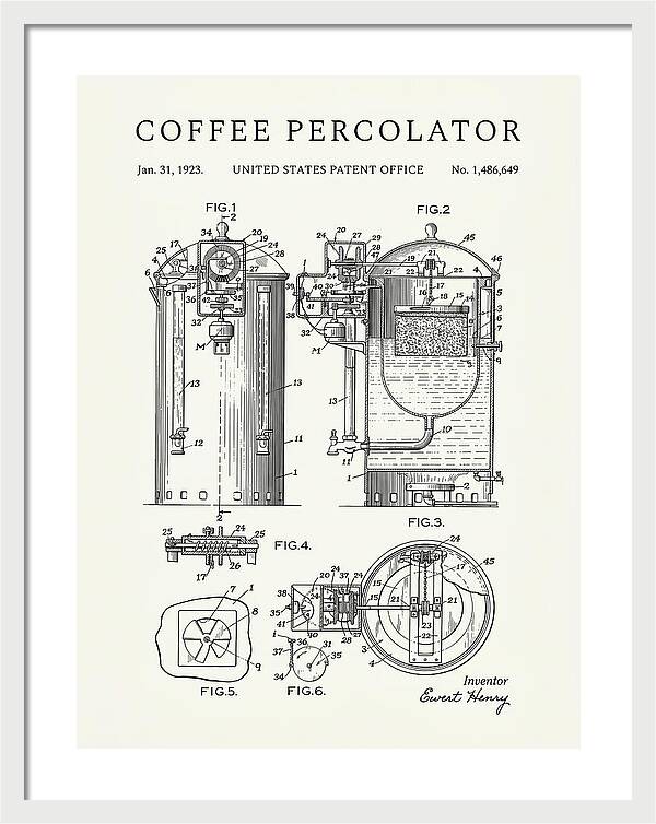 Coffee Percolator Minimalist Patent Us1486649a