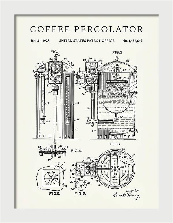 Coffee Percolator Minimalist Patent Us1486649a