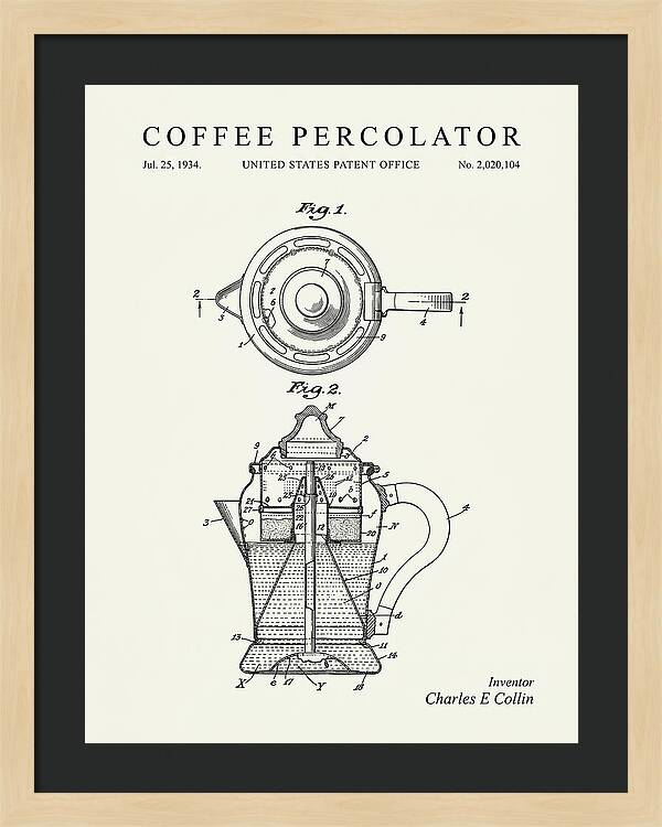 Coffee Percolator Minimalist Patent Us2020104a