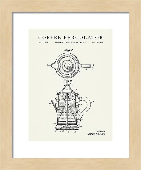 Coffee Percolator Minimalist Patent Us2020104a