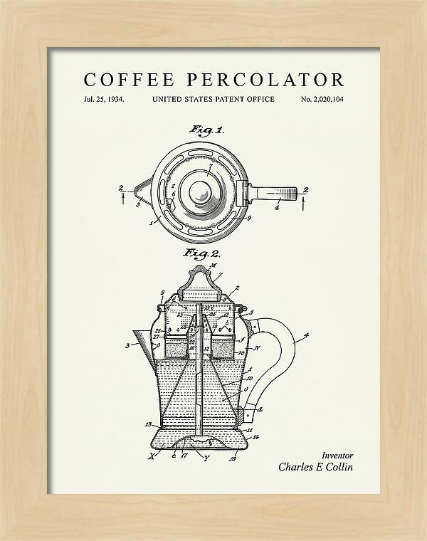 Coffee Percolator Minimalist Patent Us2020104a