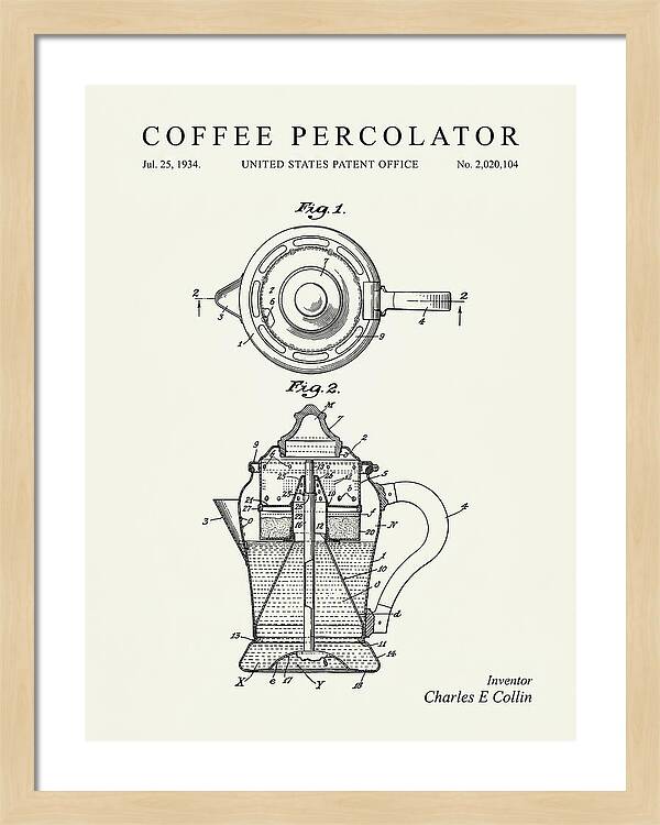 Coffee Percolator Minimalist Patent Us2020104a