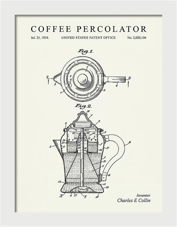 Coffee Percolator Minimalist Patent Us2020104a