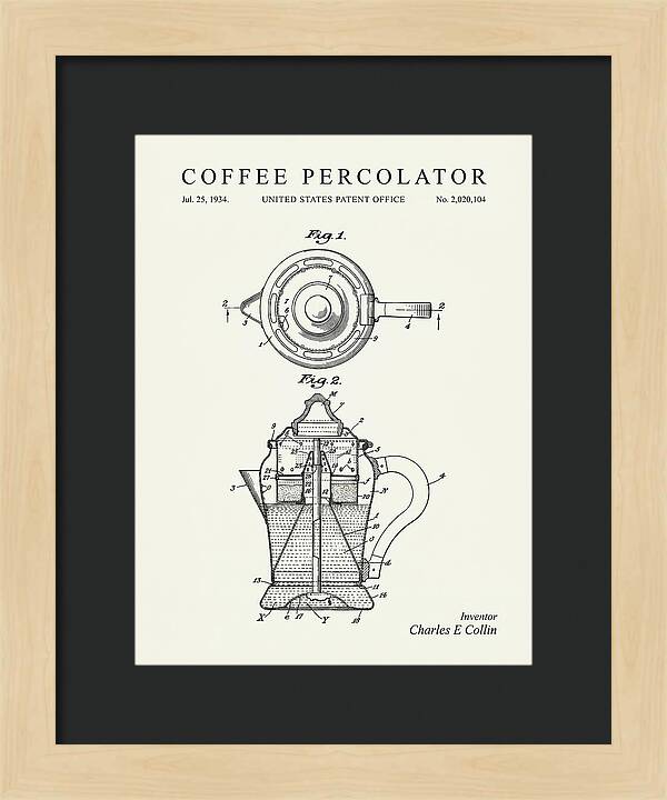 Coffee Percolator Minimalist Patent Us2020104a