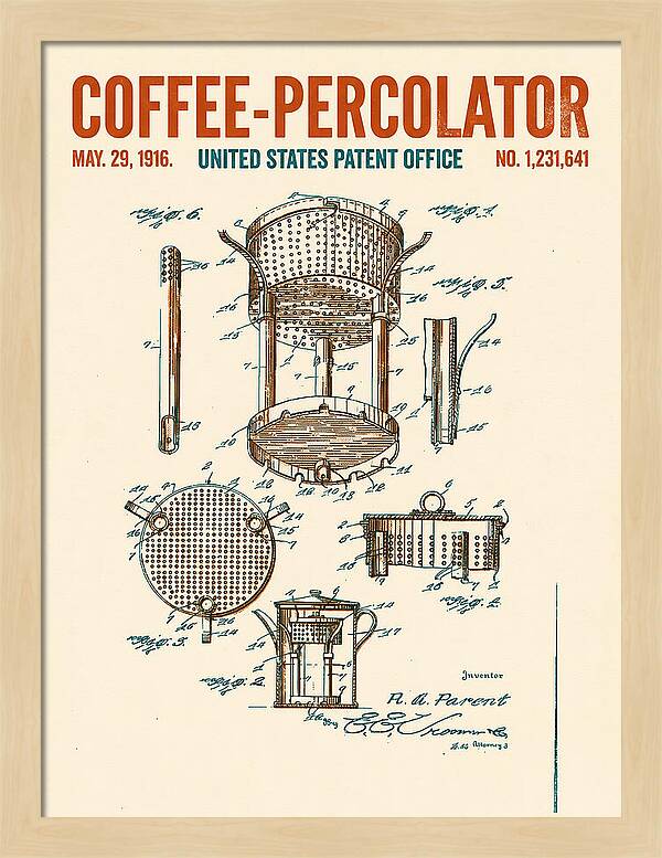 Coffee Percolator Retro Patent Us1231641a