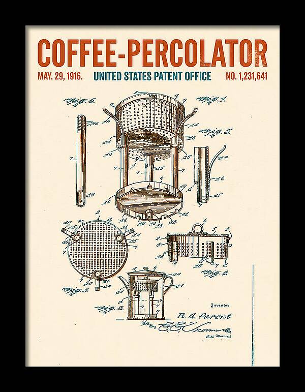 Coffee Percolator Retro Patent Us1231641a
