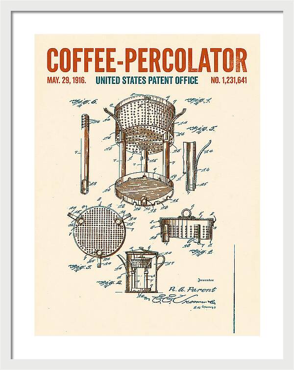 Coffee Percolator Retro Patent Us1231641a