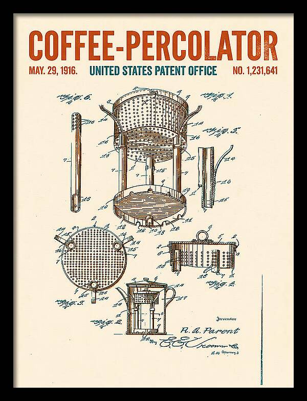 Coffee Percolator Retro Patent Us1231641a