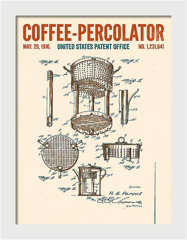 Coffee Percolator Retro Patent Us1231641a