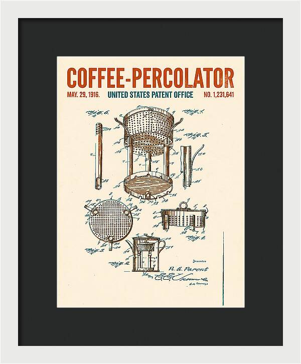 Coffee Percolator Retro Patent Us1231641a