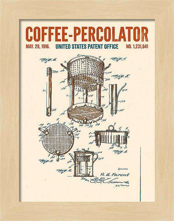 Coffee Percolator Retro Patent Us1231641a