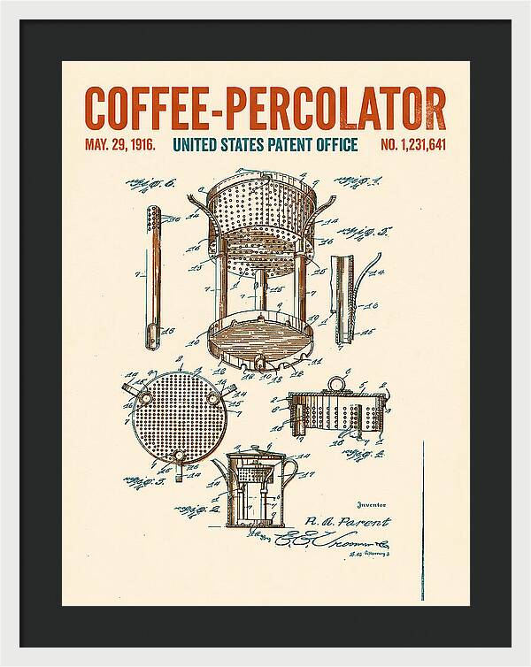 Coffee Percolator Retro Patent Us1231641a