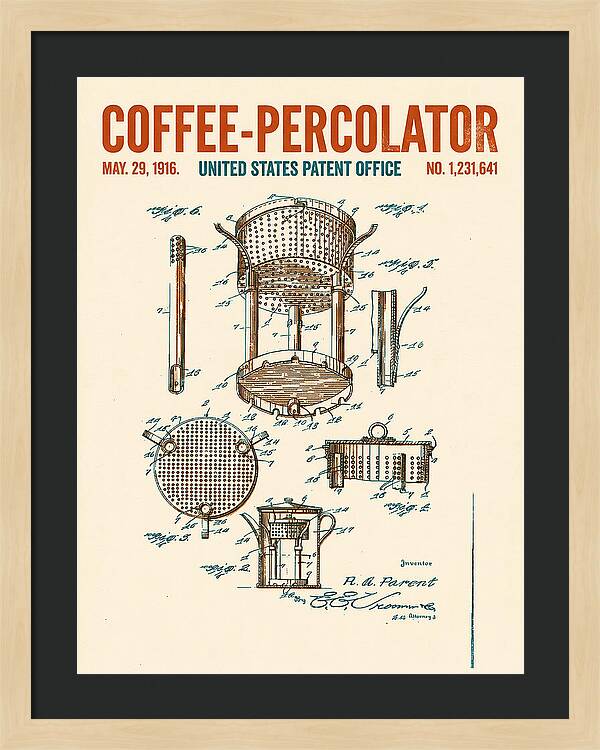 Coffee Percolator Retro Patent Us1231641a