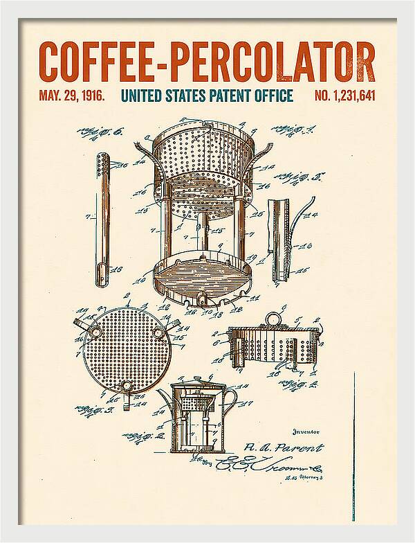 Coffee Percolator Retro Patent Us1231641a