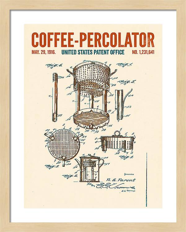 Coffee Percolator Retro Patent Us1231641a