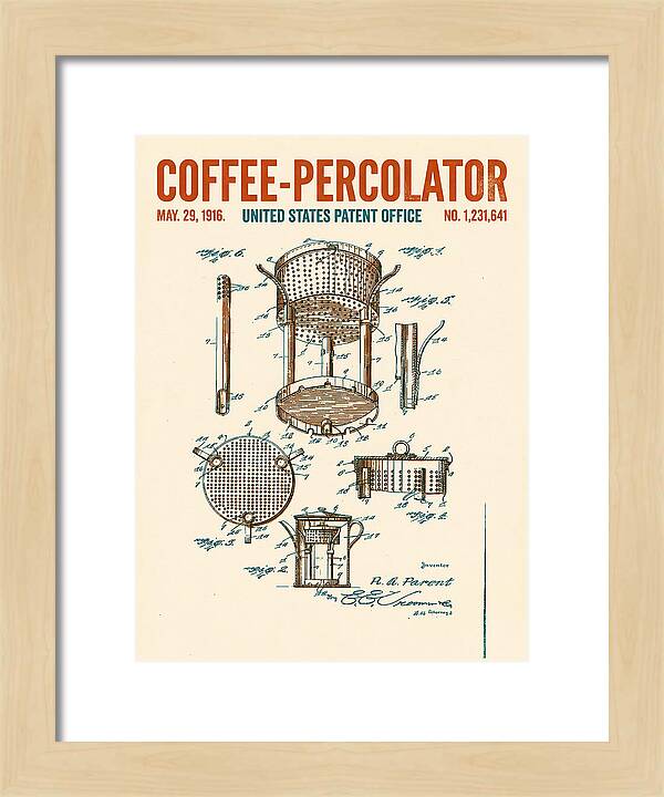 Coffee Percolator Retro Patent Us1231641a