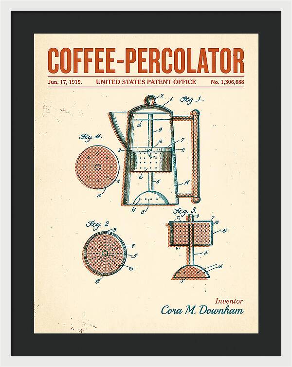 Coffee Percolator Retro Patent Us1306688a