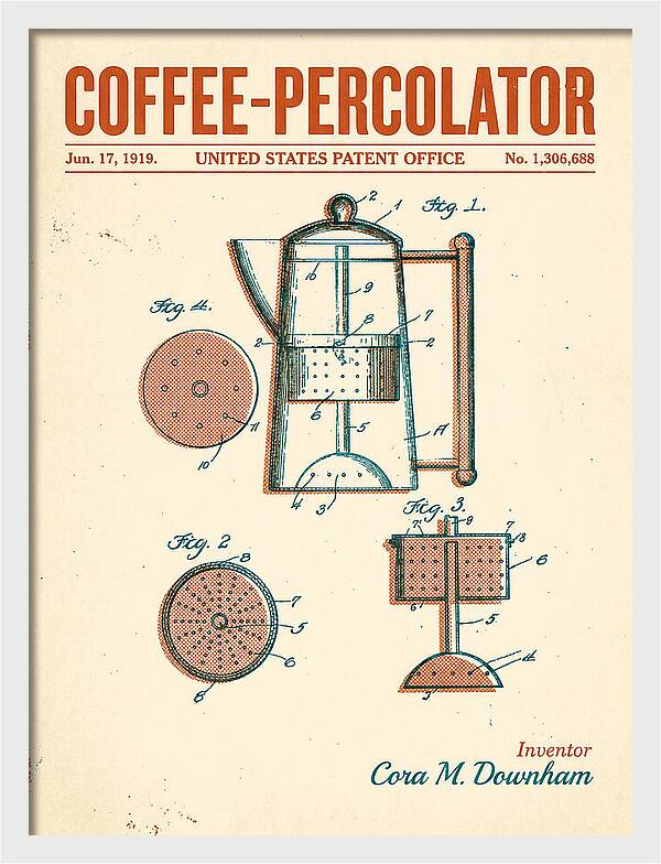 Coffee Percolator Retro Patent Us1306688a
