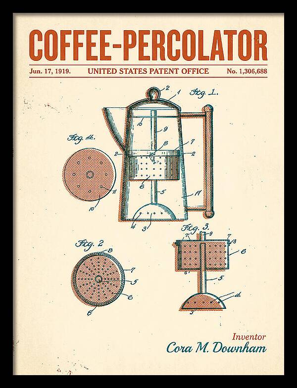 Coffee Percolator Retro Patent Us1306688a