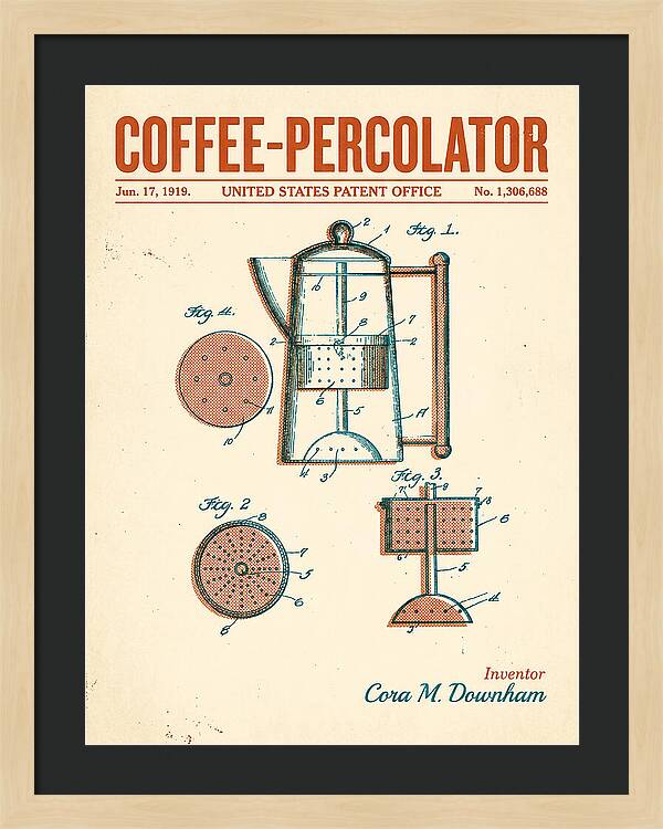 Coffee Percolator Retro Patent Us1306688a