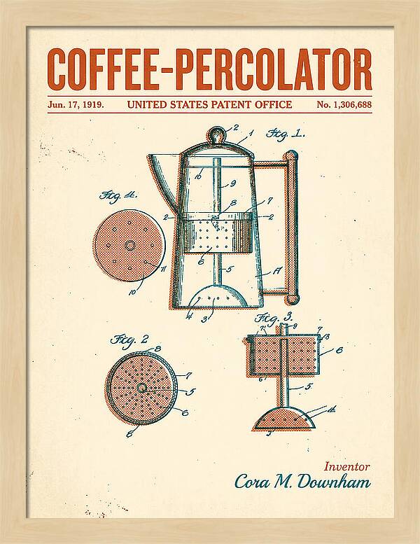 Coffee Percolator Retro Patent Us1306688a