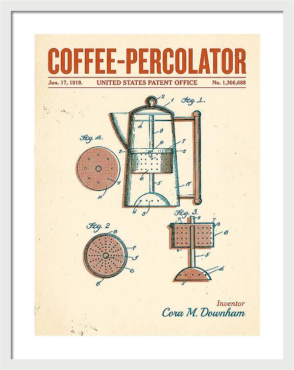 Coffee Percolator Retro Patent Us1306688a