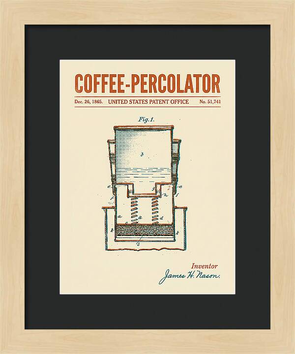 Coffee Percolator Retro Patent Us51741a