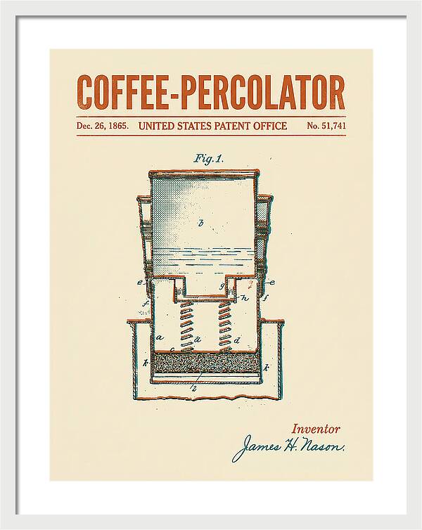 Coffee Percolator Retro Patent Us51741a