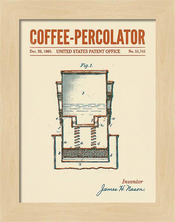 Coffee Percolator Retro Patent Us51741a