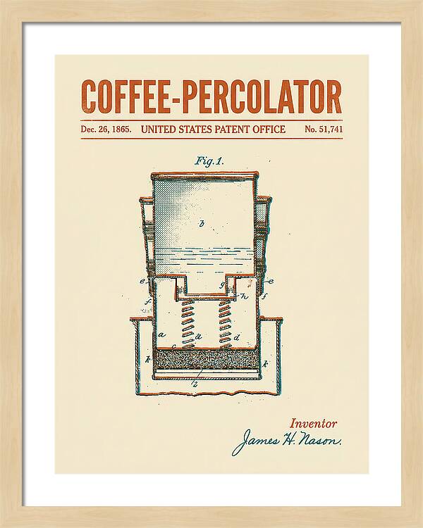 Coffee Percolator Retro Patent Us51741a