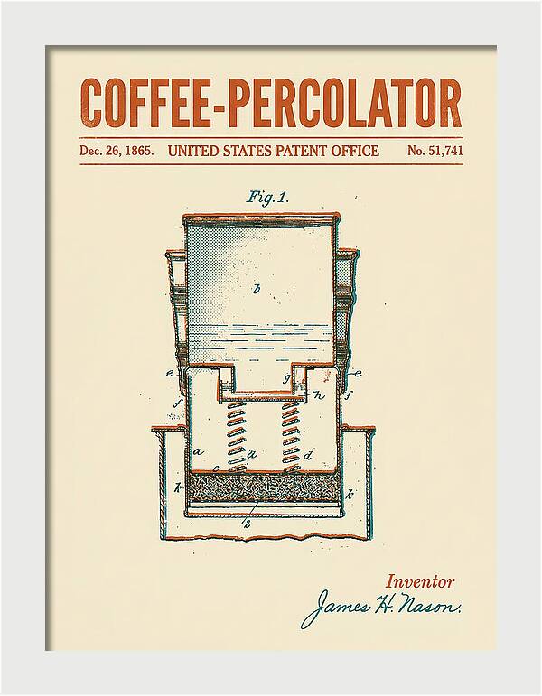 Coffee Percolator Retro Patent Us51741a