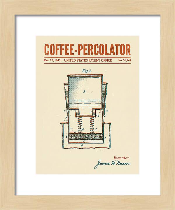 Coffee Percolator Retro Patent Us51741a