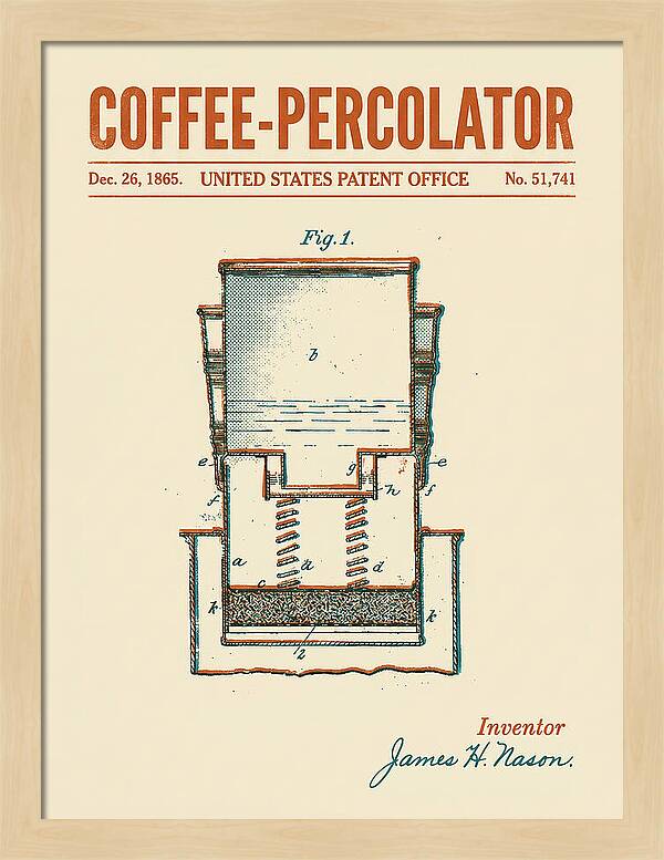 Coffee Percolator Retro Patent Us51741a