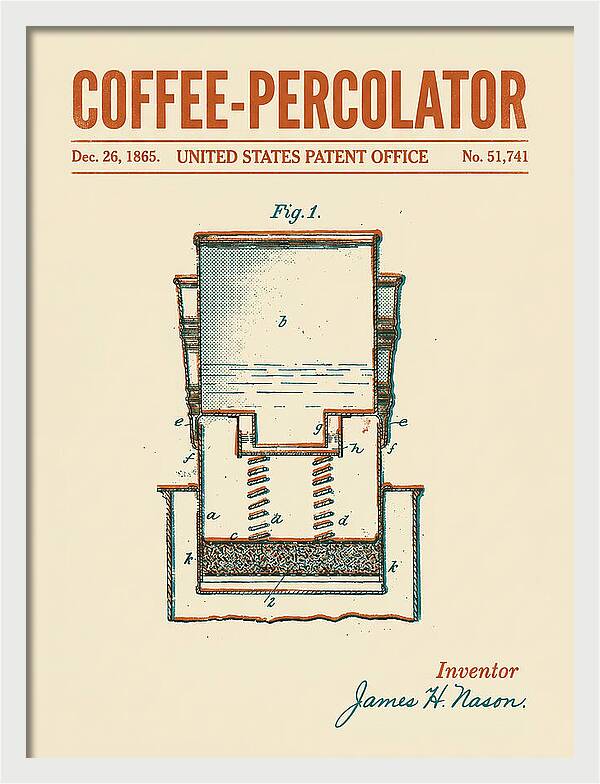 Coffee Percolator Retro Patent Us51741a