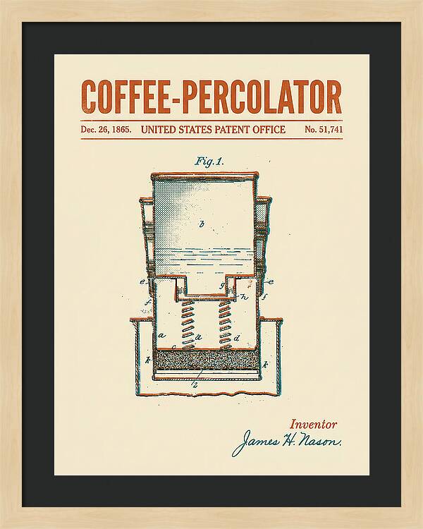 Coffee Percolator Retro Patent Us51741a