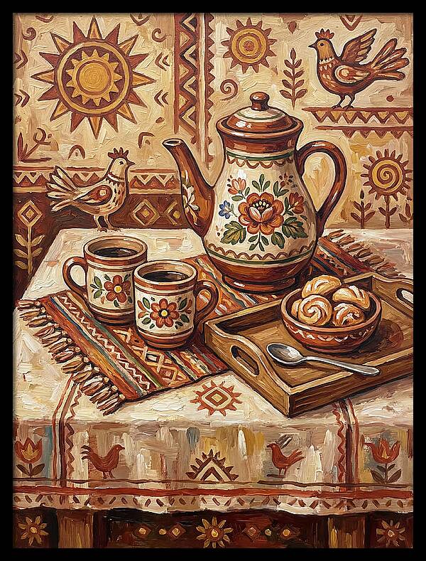 Coffee Still Life With Folk Elements