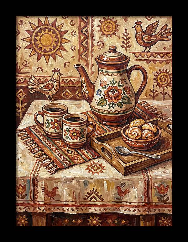 Coffee Still Life With Folk Elements