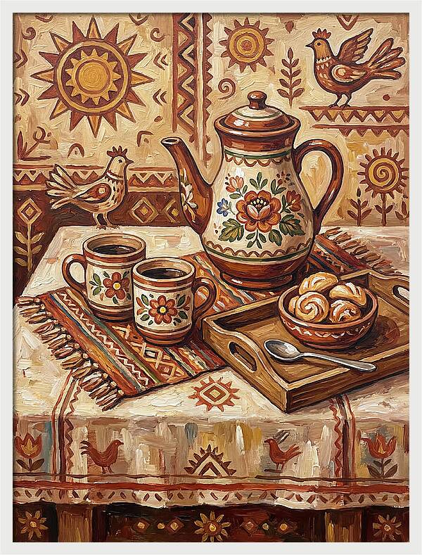 Coffee Still Life With Folk Elements