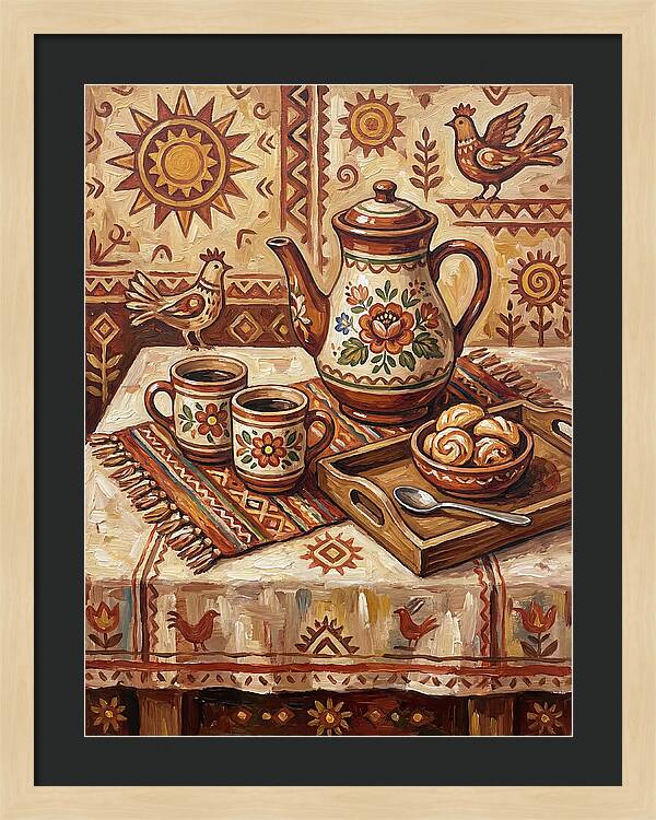 Coffee Still Life With Folk Elements