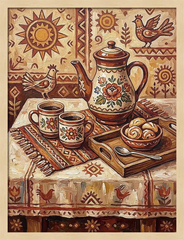 Coffee Still Life With Folk Elements