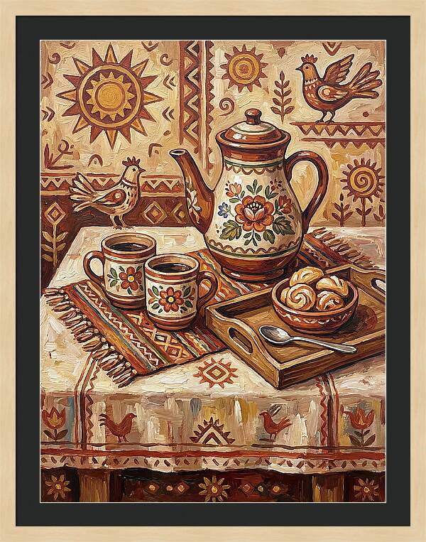 Coffee Still Life With Folk Elements