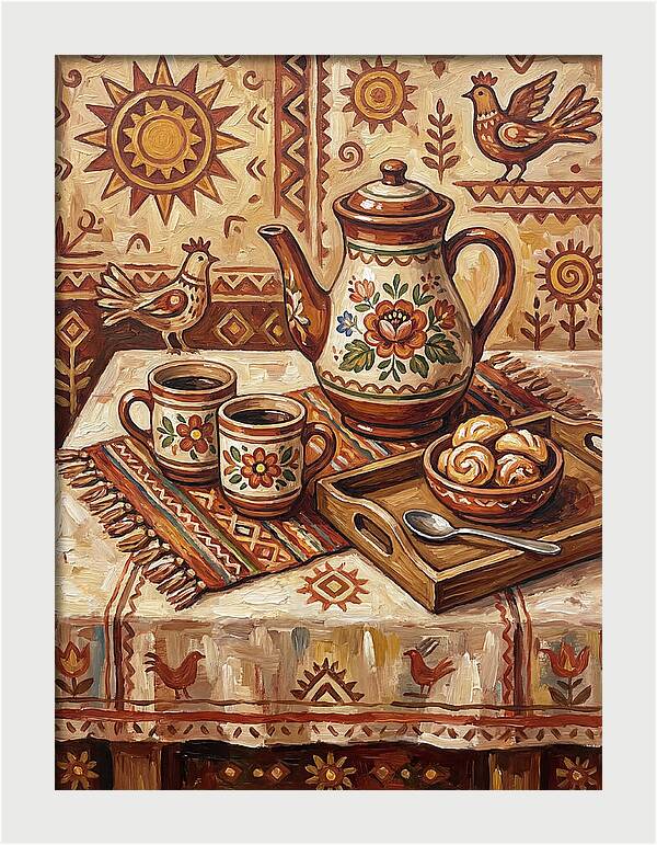 Coffee Still Life With Folk Elements