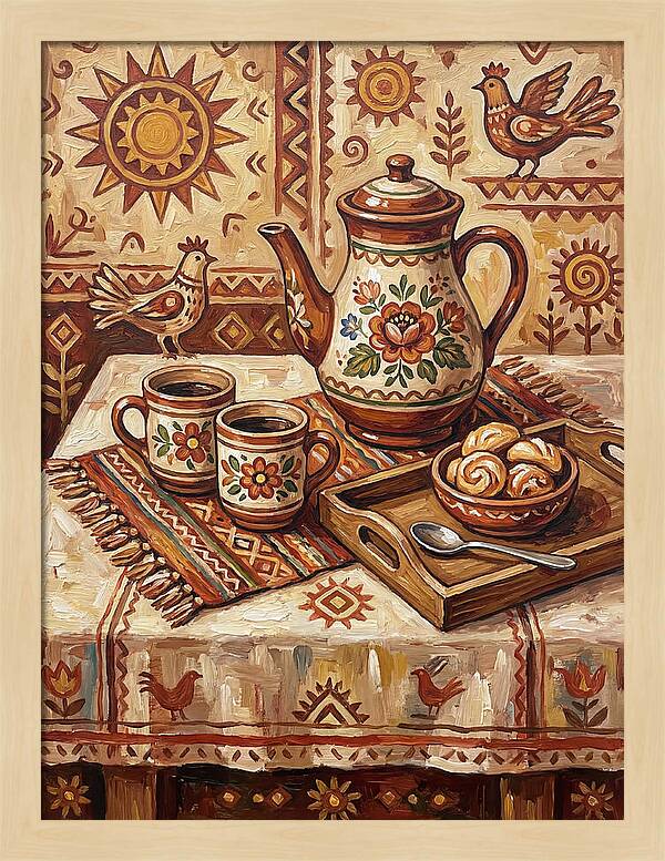 Coffee Still Life With Folk Elements