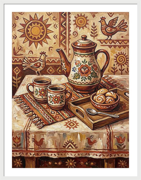 Coffee Still Life With Folk Elements