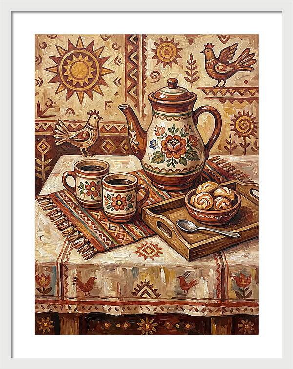Coffee Still Life With Folk Elements