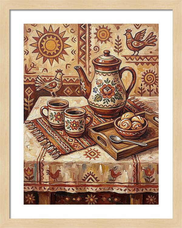 Coffee Still Life With Folk Elements